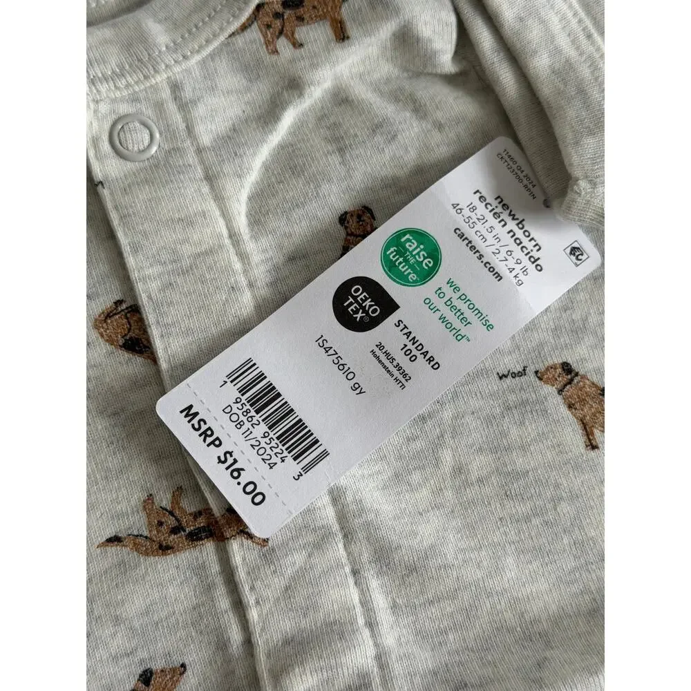 NEW! Carter's Newborn Baby Dog Short-Sleeve Romper